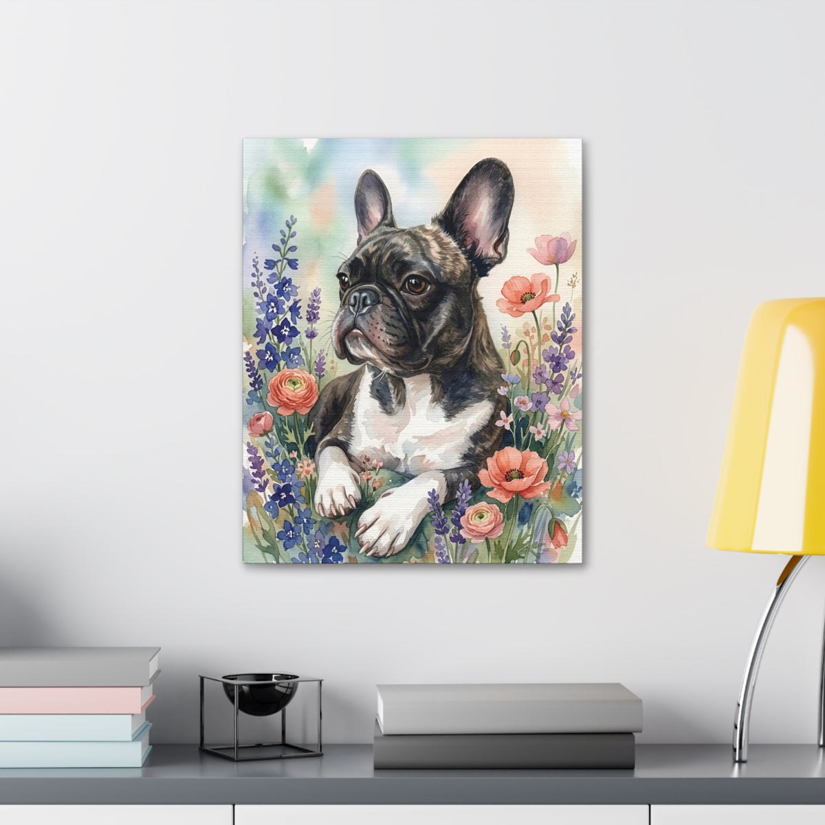 Custom Pet Art: Lunar Blossom Watercolor Dog Portrait
