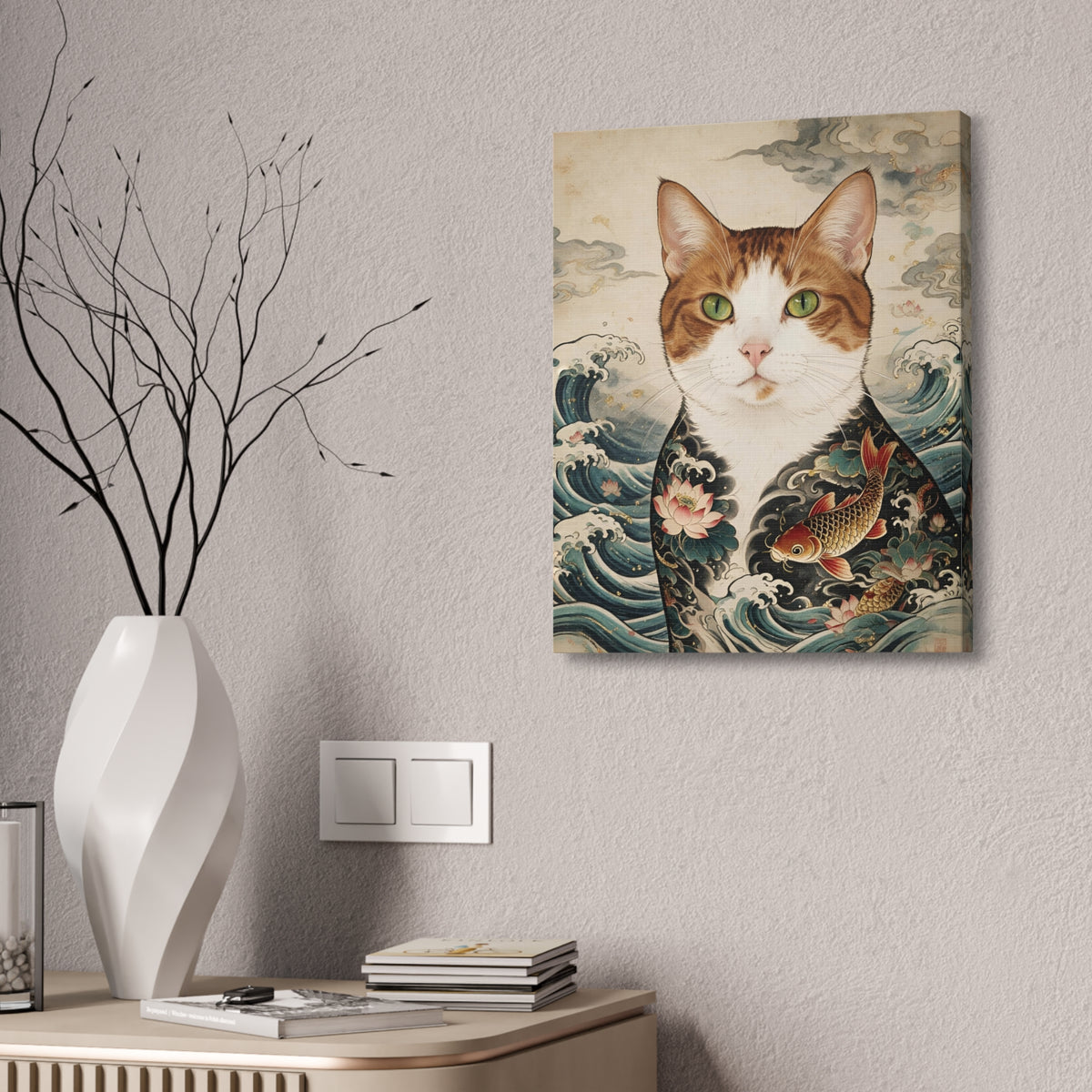 Custom Pet Art: Japanese Ukiyo-e Style - Cat Portrait