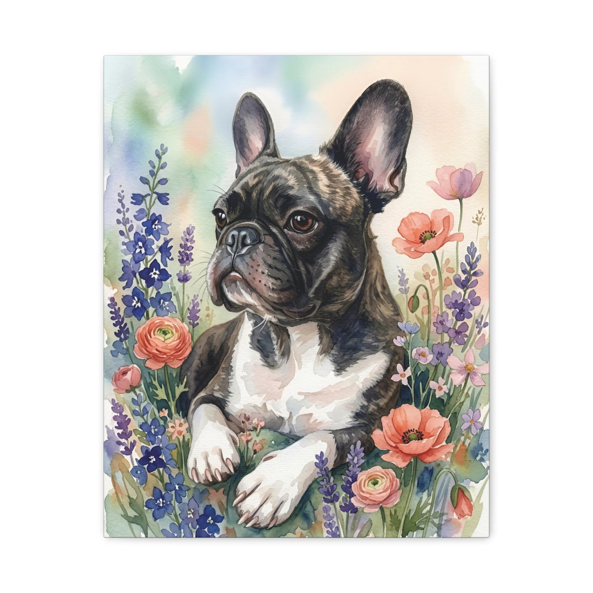 Custom Pet Art: Lunar Blossom Watercolor Dog Portrait