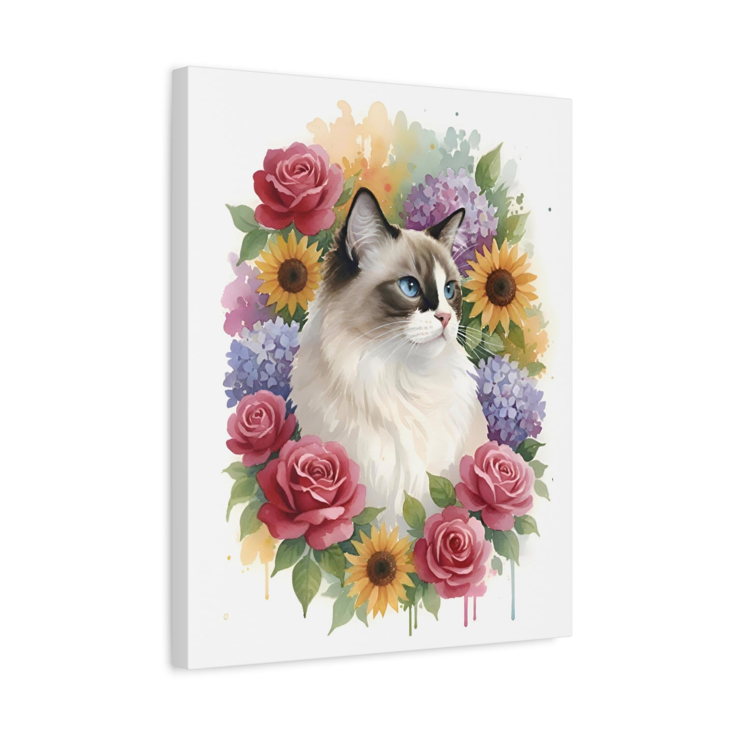 Custom Cat Watercolor: Lunar Blossom