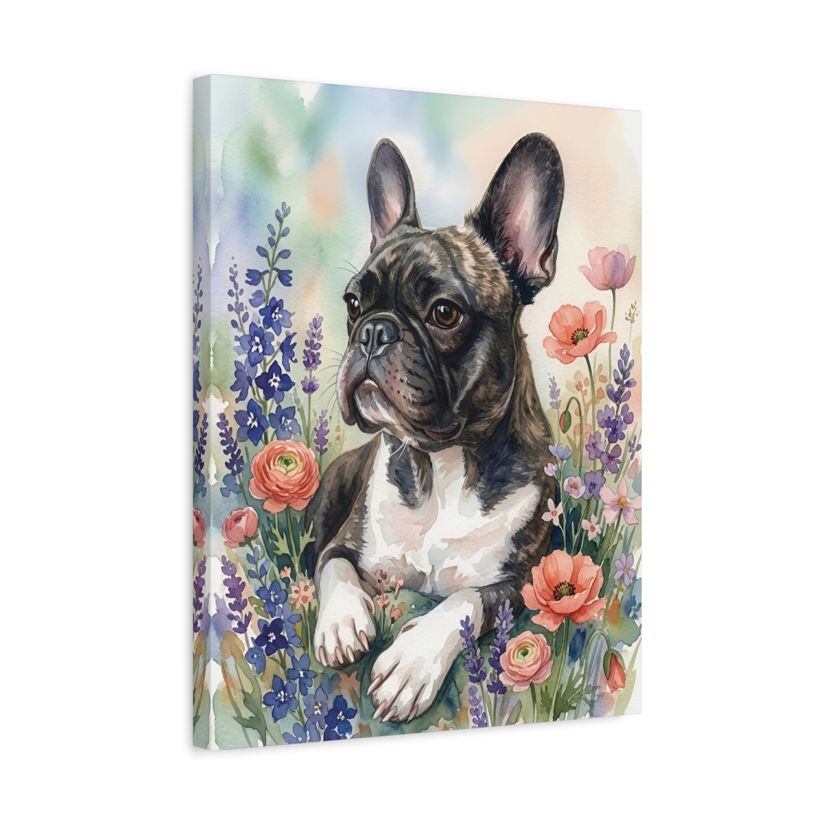 Custom Pet Art: Lunar Blossom Watercolor Dog Portrait