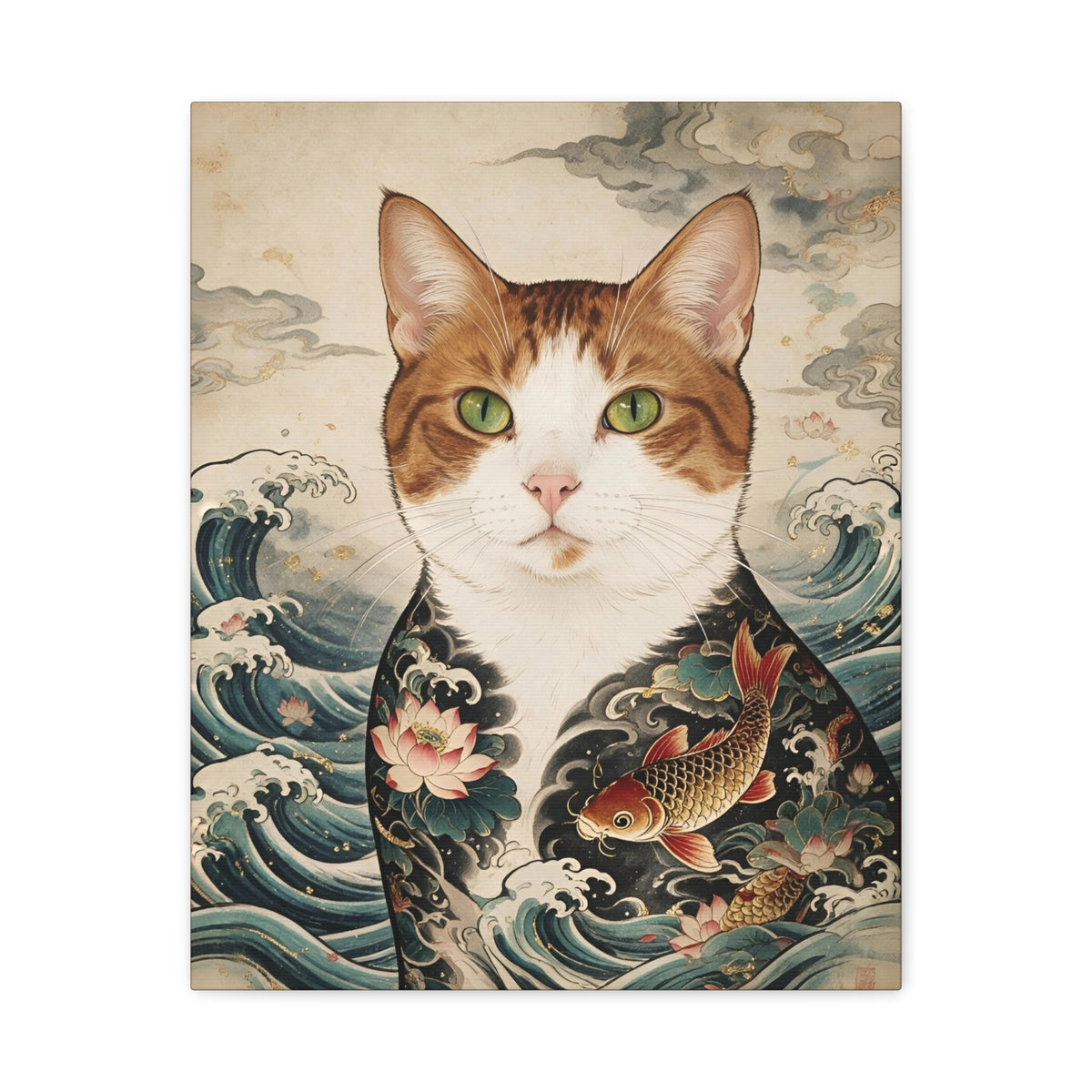 Custom Pet Art: Japanese Ukiyo-e Style - Cat Portrait