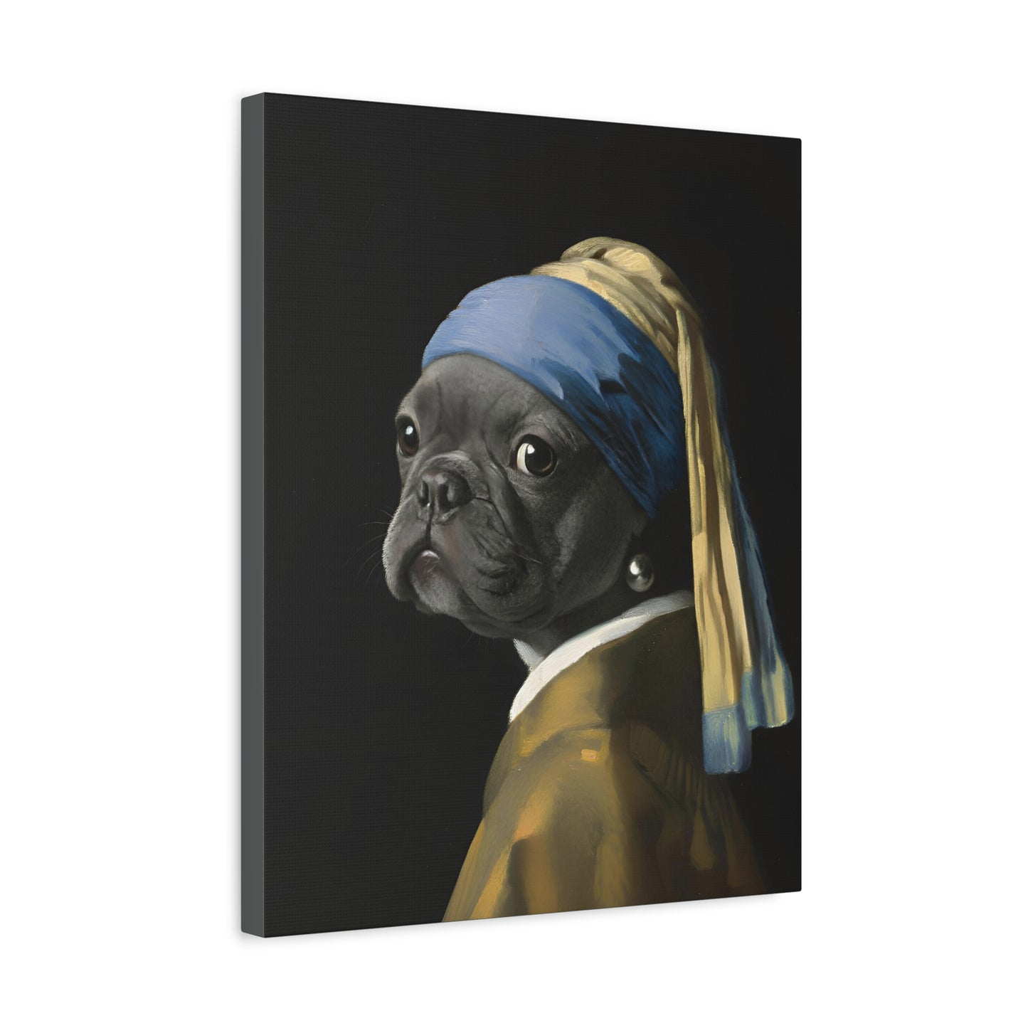 Black Bulldog with a Pearl Earring