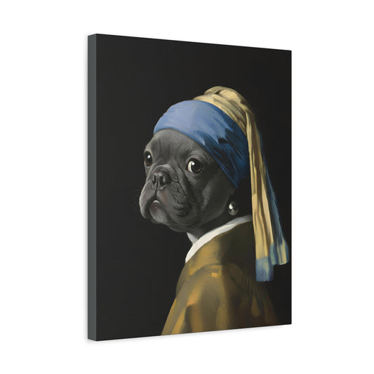 Black Bulldog with a Pearl Earring