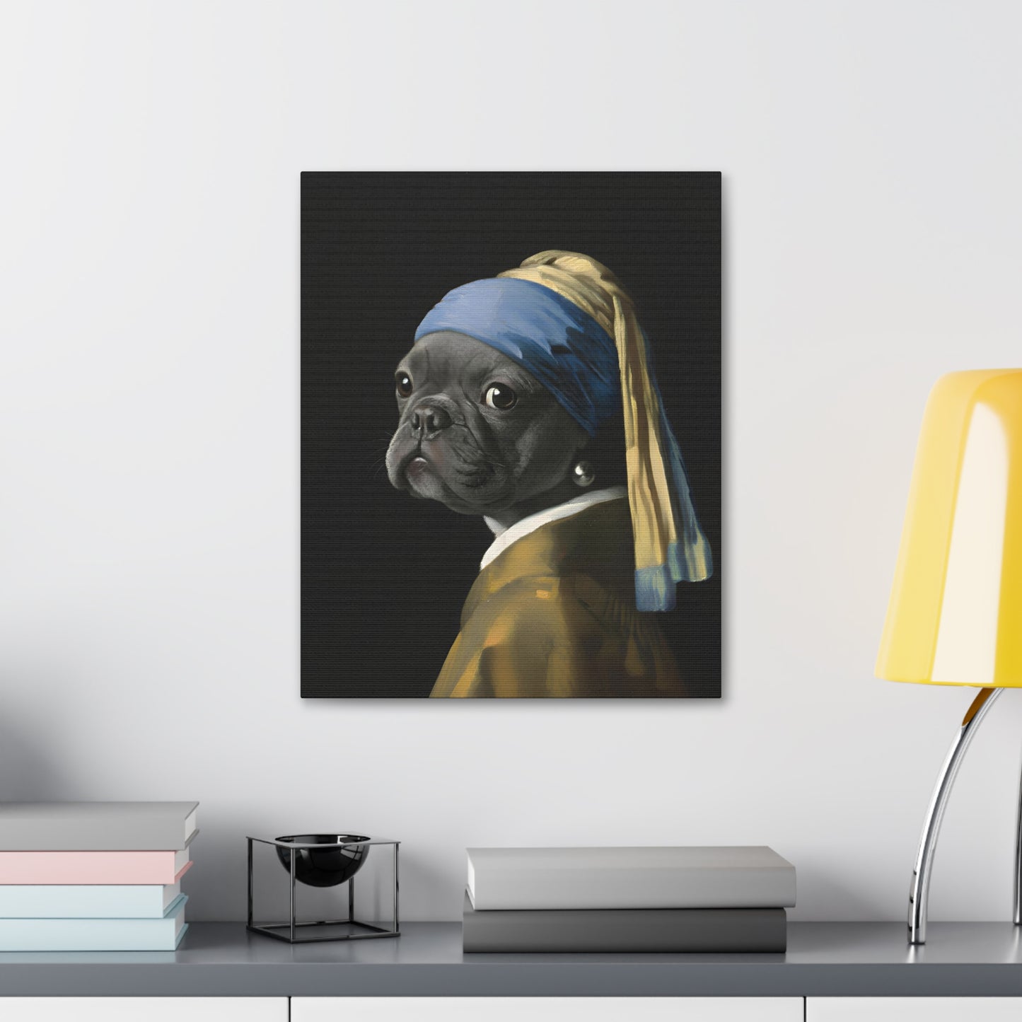 Black Bulldog with a Pearl Earring