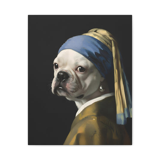 White Bulldog with a Pearl Earring