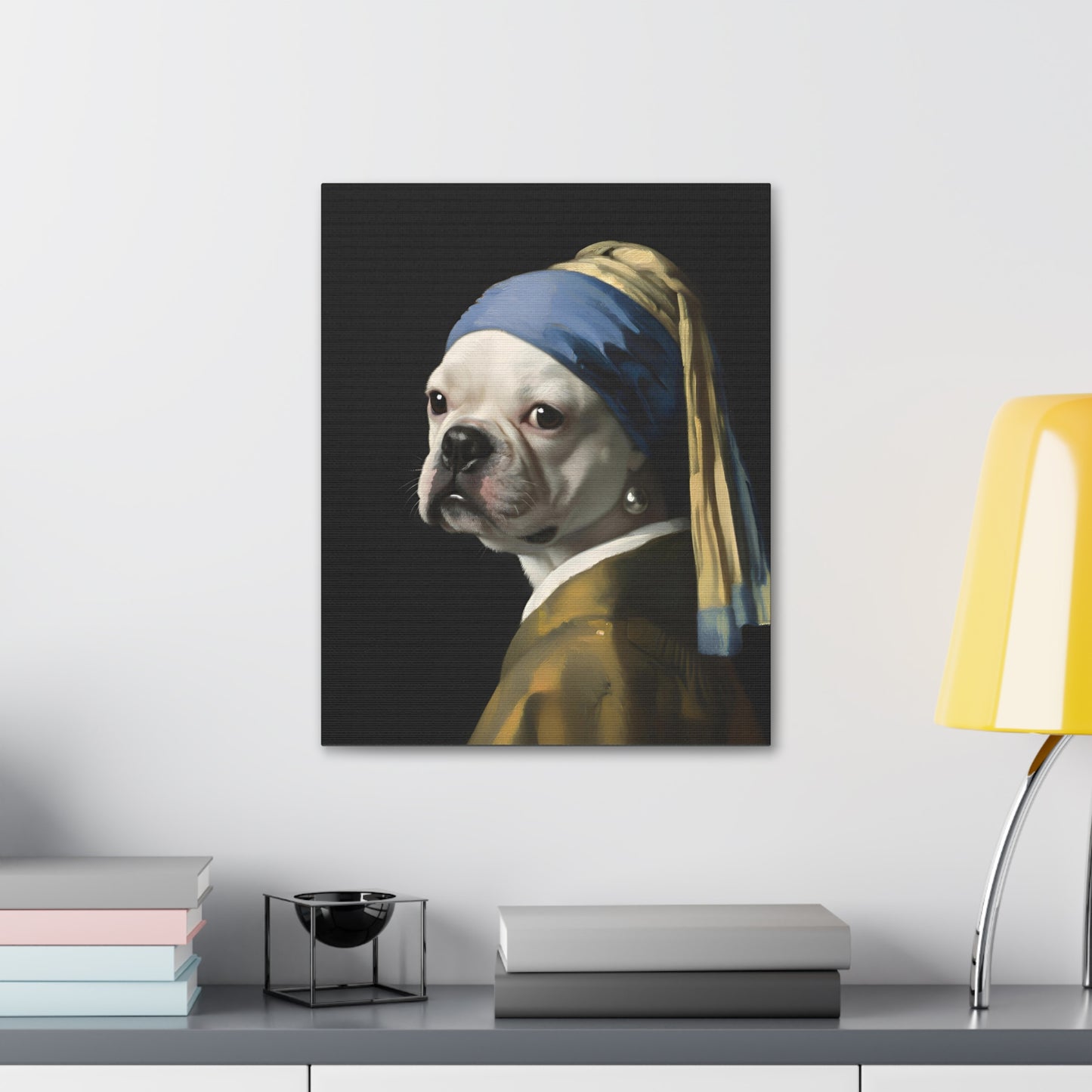 White Bulldog with a Pearl Earring