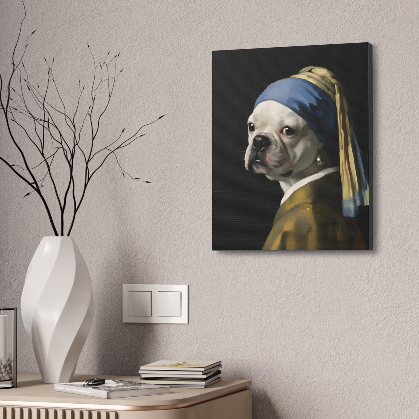 White Bulldog with a Pearl Earring