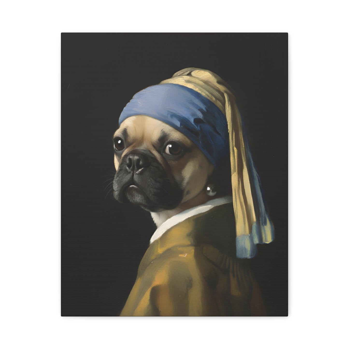 Yellow Bulldog with a Pearl Earring