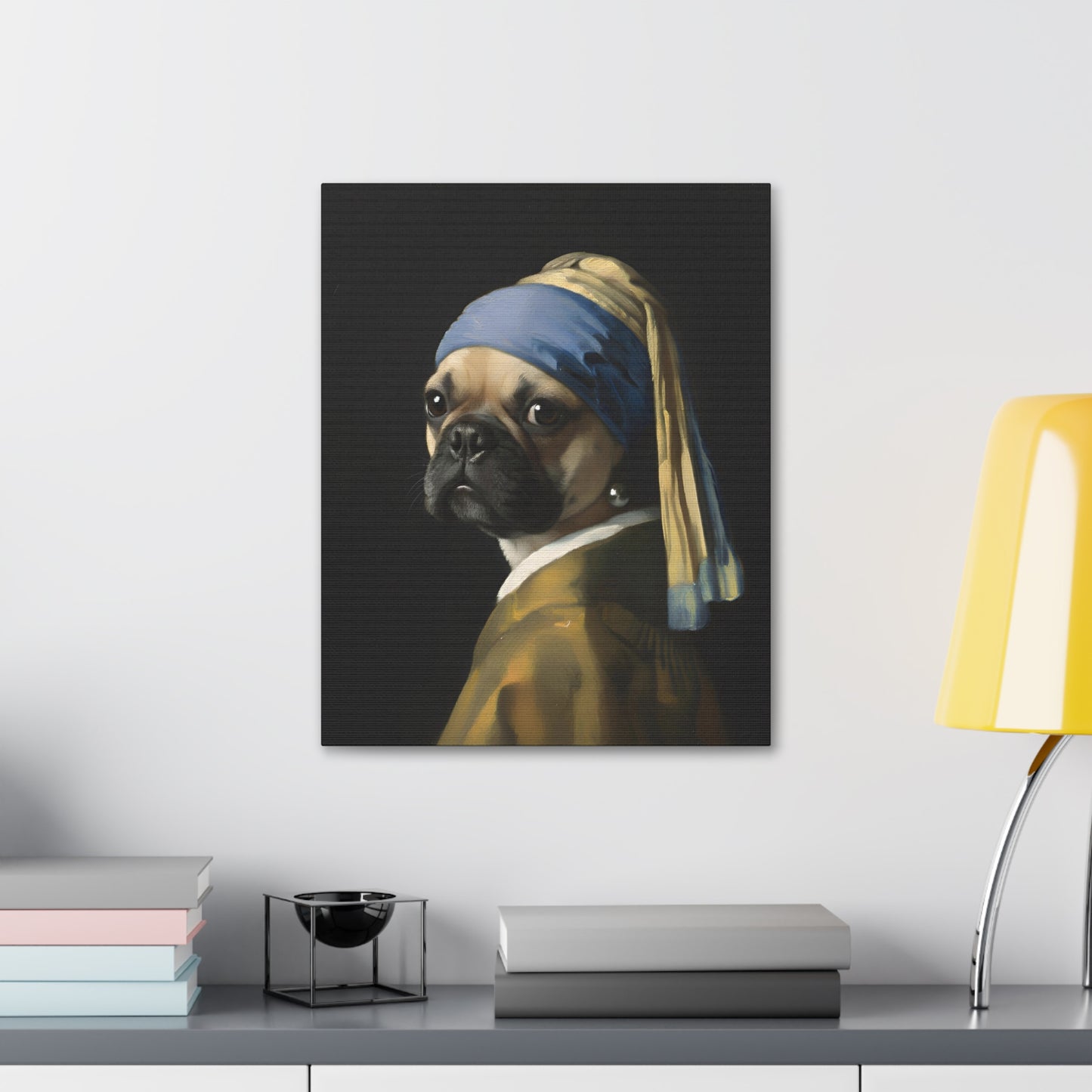 Yellow Bulldog with a Pearl Earring