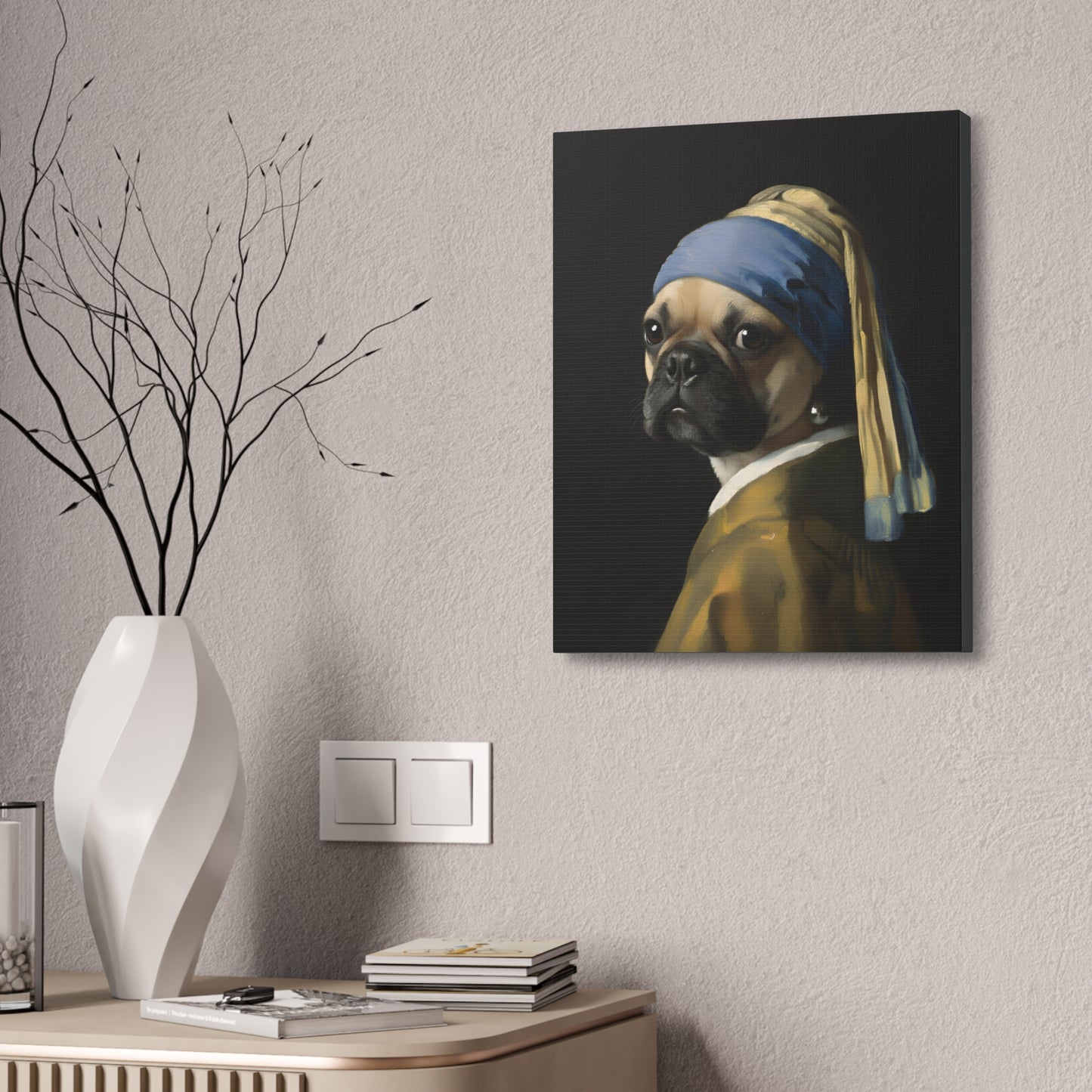Yellow Bulldog with a Pearl Earring