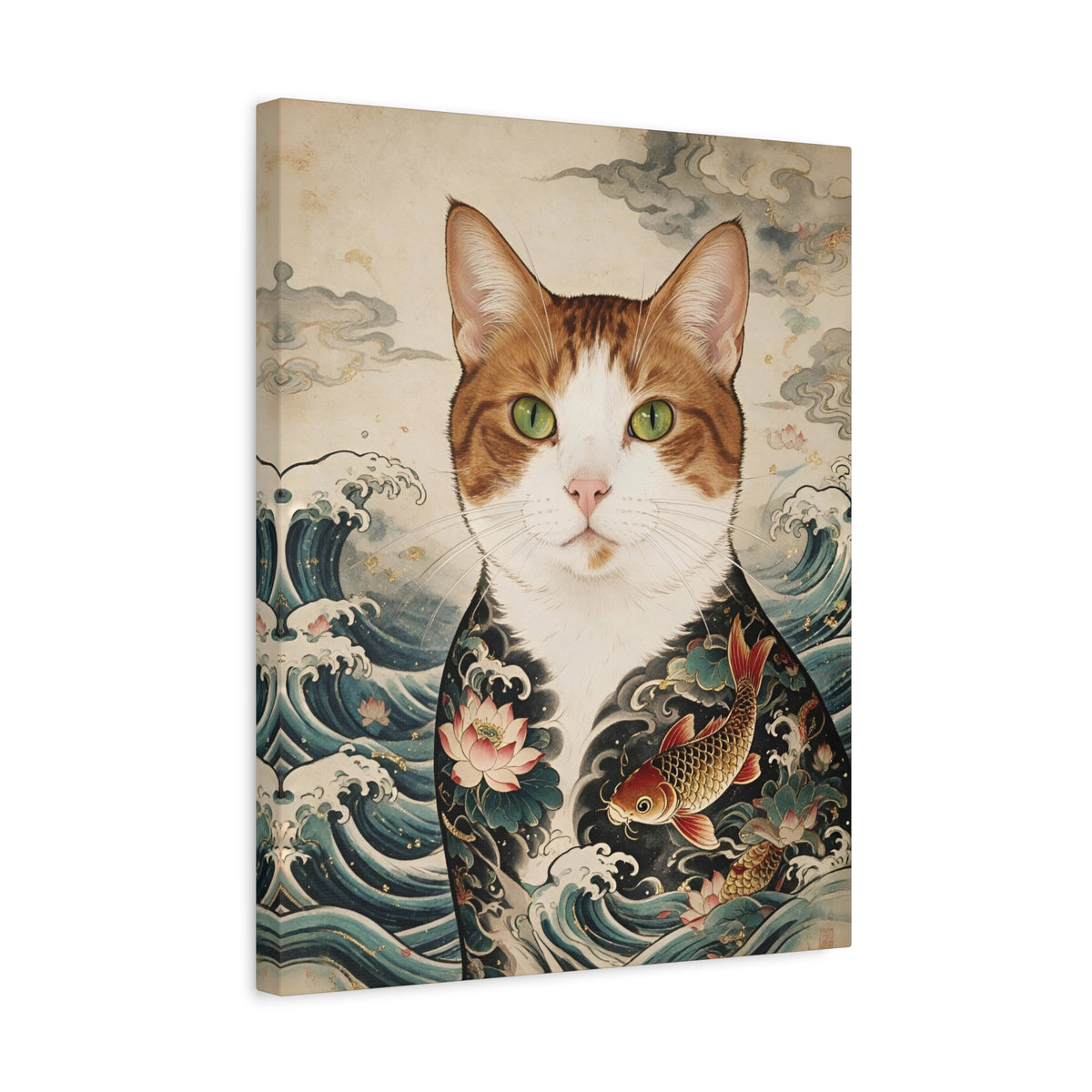 Custom Pet Art: Japanese Ukiyo-e Style - Cat Portrait