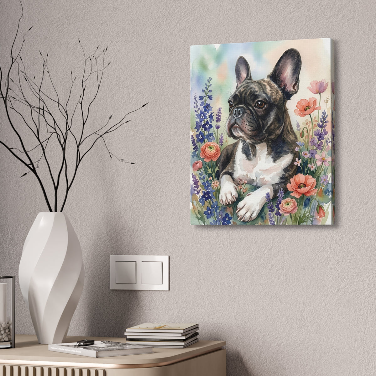 Custom Pet Art: Lunar Blossom Watercolor Dog Portrait