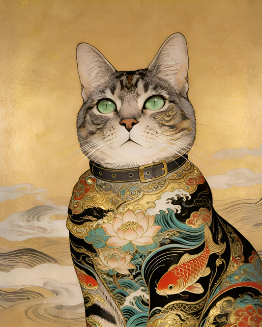 Custom Art: Japanese Ukiyo-e Style - Cat Portrait