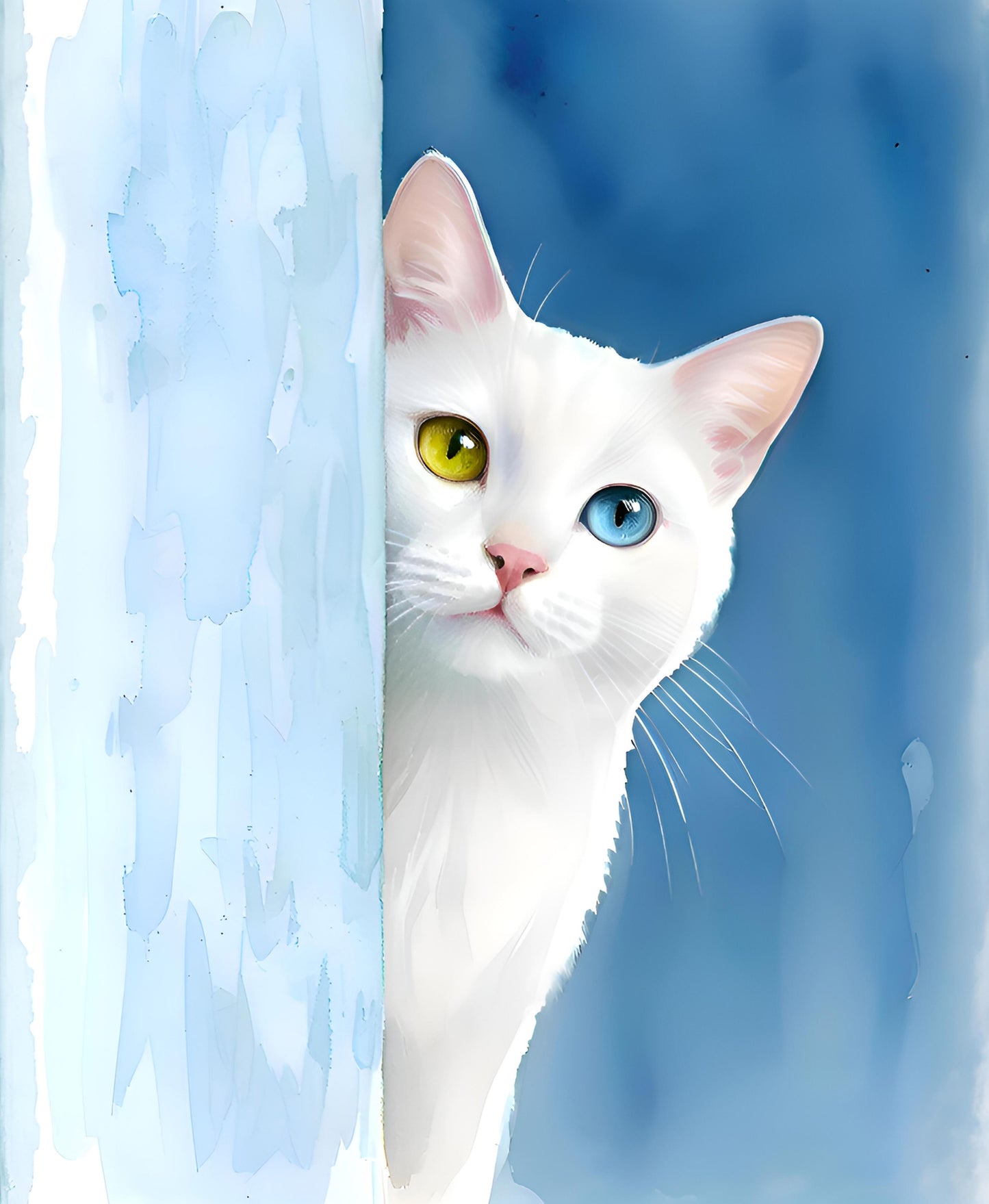Custom Cat Watercolor: Behind the Wall