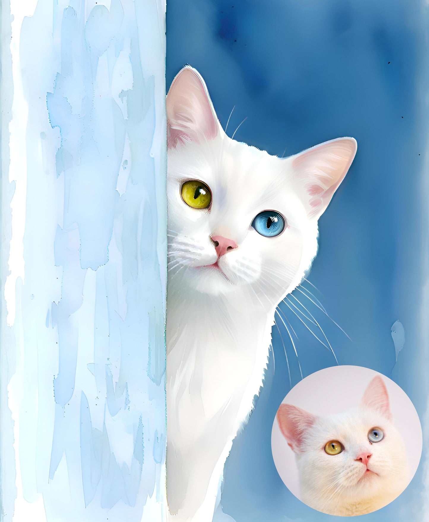 Custom Pet Watercolor: Behind the Wall