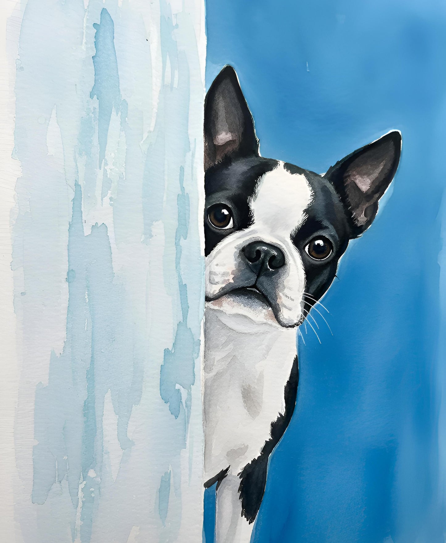 Custom Dog Watercolor: Behind the Wall