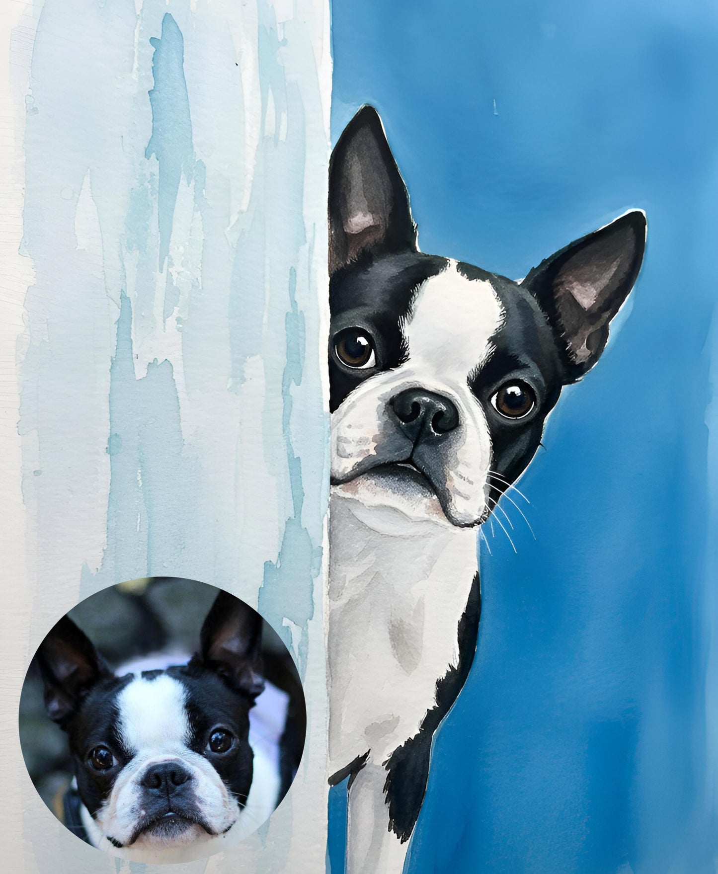 Custom Pet Watercolor: Behind the Wall
