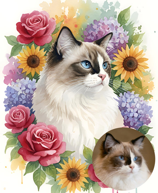 Custom Pet Watercolor: Lunar Blossom