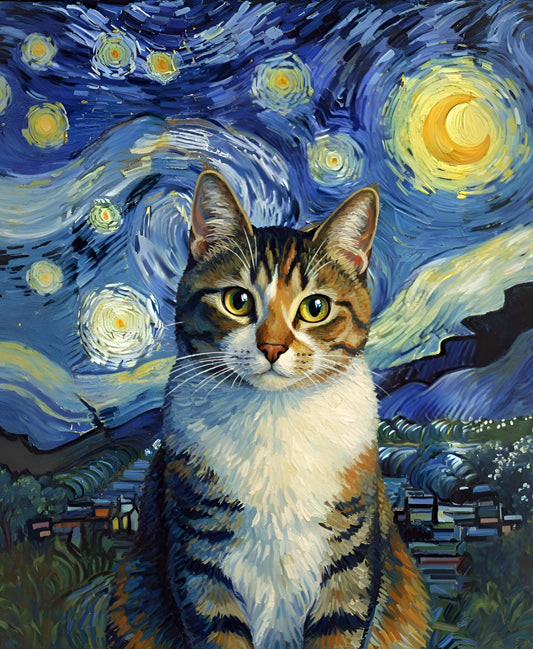 Custom Cat Painting: The Starry Cat