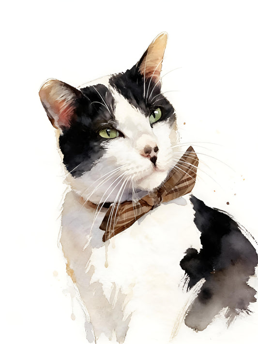 Custom Cat Watercolor: Expressive Feline