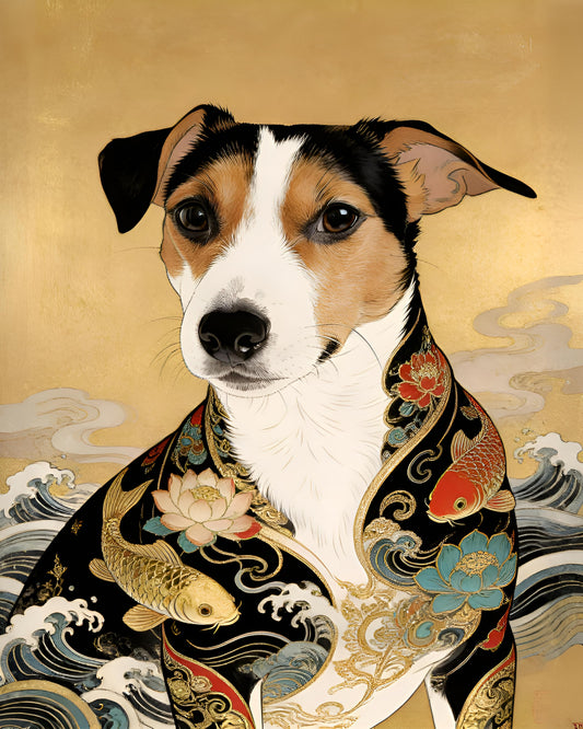 Custom Art: Japanese Ukiyo-e Style - Dog Portrait