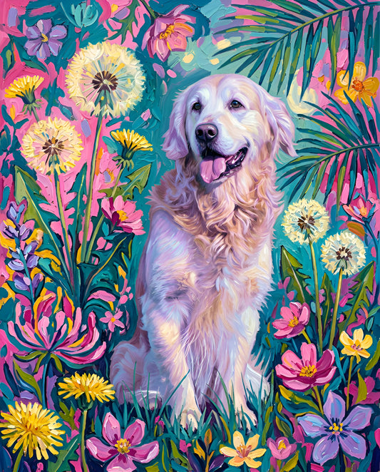 Custom Art: Wildflower Halo Canine Bloom