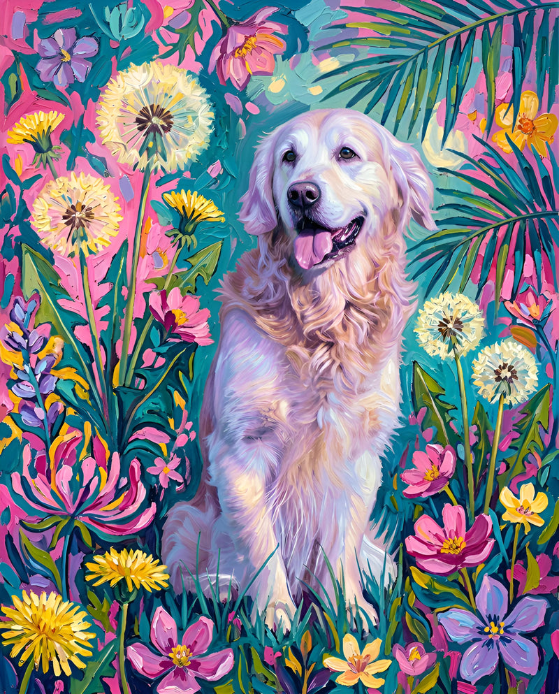 Custom Art: Wildflower Halo Canine Bloom
