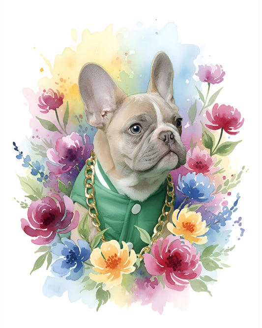 Custom Dog Watercolor: Lunar Blossom