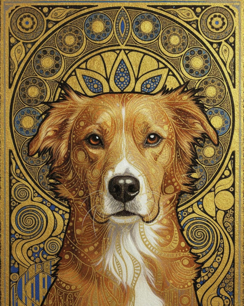 Custom Pet Art: Klimt-style Dog Portrait